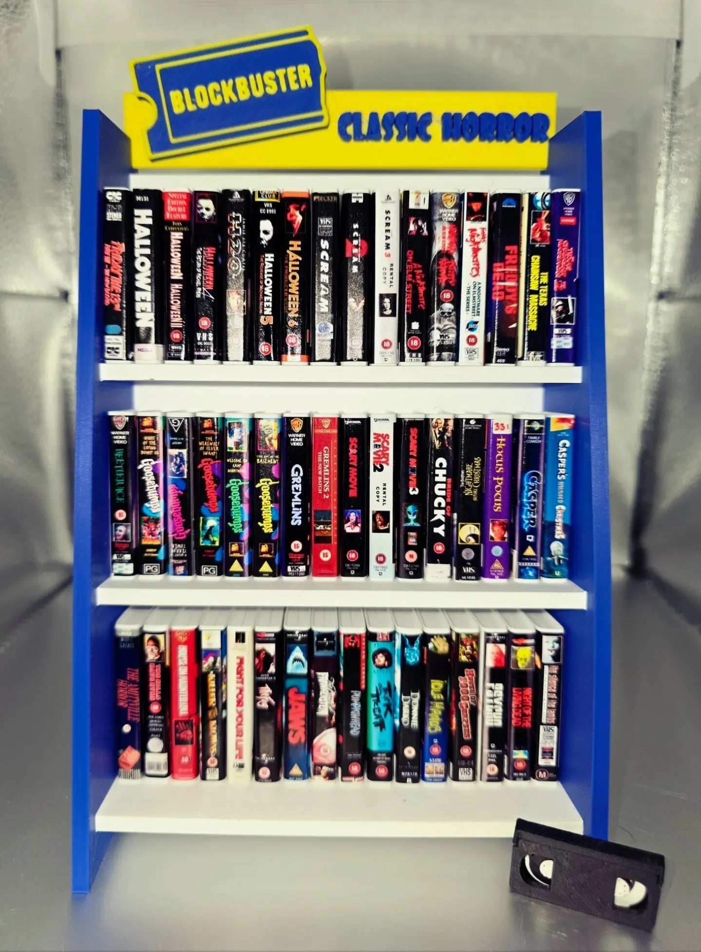 Miniature Horror VHS Blockbuster Decor - 1/6 Scale Retro VHS Movie Tapes