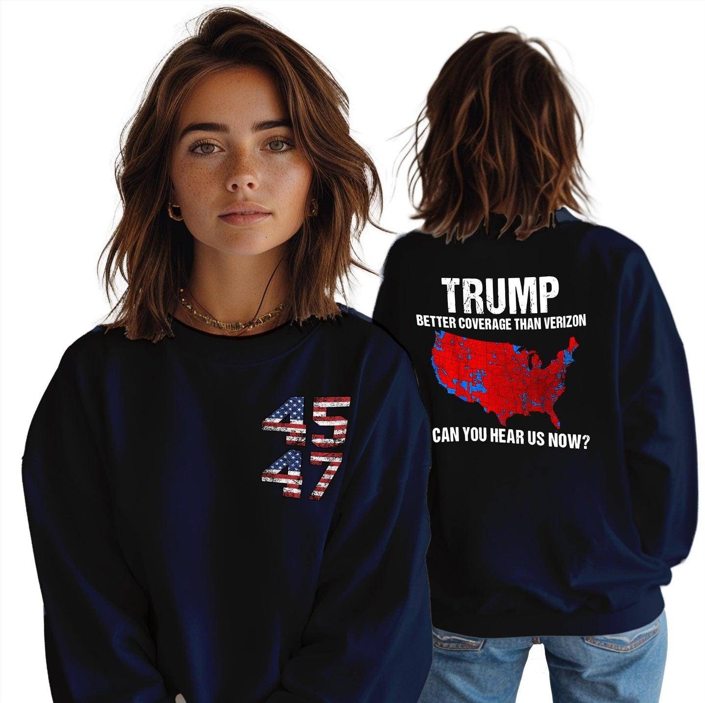 President Trump 45 47 Sweatshirt, More Coverage Than Verizon Sweatshirt, Trump Won, Landslide, soft style sweatshirt - Galvaleos Galvaleos Galvaleos White / S Printify Sweatshirt President Trump 45 47 Sweatshirt, More Coverage Than Verizon Sweatshirt, Trump Won, Landslide, soft style sweatshirt